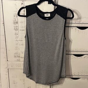 Old Navy Black and White Striped Tank Top